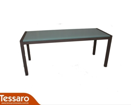 Mesa em aluminio e tampo de vidro antoni